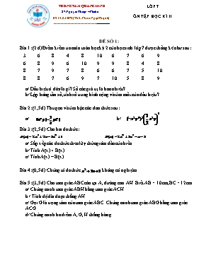 8 Đề ôn tập học kỳ II môn Toán Lớp 7 - Phan Ngọc Thạnh